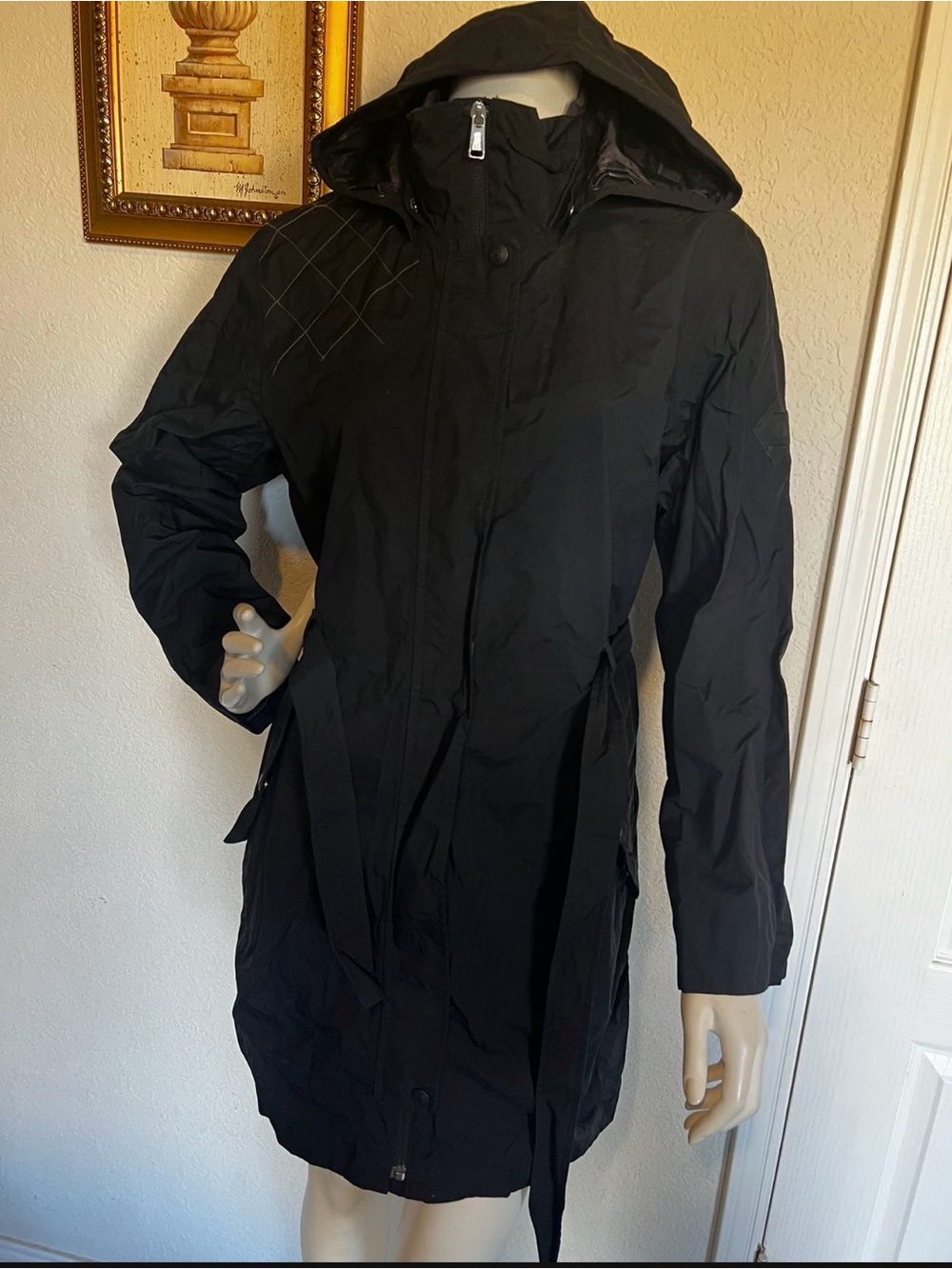 The North Face Women's Black Hooded Trench Coat a hoody size L
